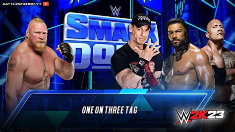 Wwe 2k23 Brock Lesnar Vs Roman Reigns Rock And John Cena Lesnars