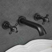 Robinet Bain Douche Mural R Tro Commandes En Croisillon Noir