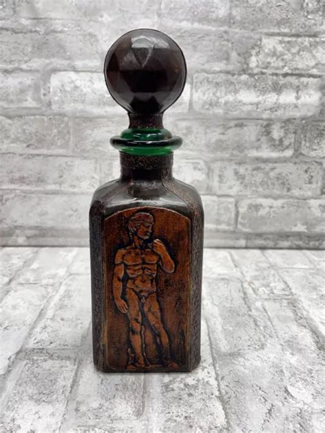 Prices For Sale Italian Leather Wrapped Green Decanter Bottle Brass