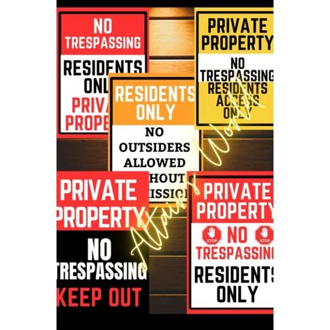 Private Property No Trespassing Keep Out Resident Only Signage