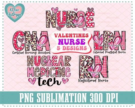 Valentine Nurse Bundle Png Cna Lpn Rn Nmt Retro Nurse Valentine Sublimation Png Design Etsy