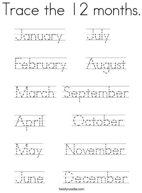 Months Of The Year Trace