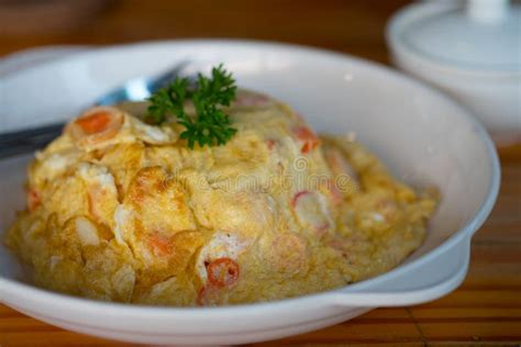 Omelet With Steamed Rice On Top In Thailand Style Stock Image Image