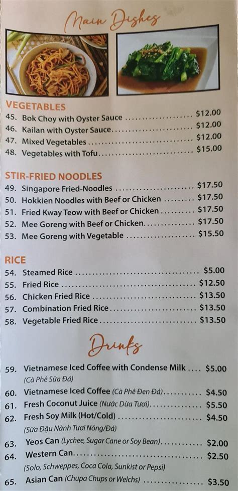 Menu At Vietnamese Street Food Restaurant Halls Head