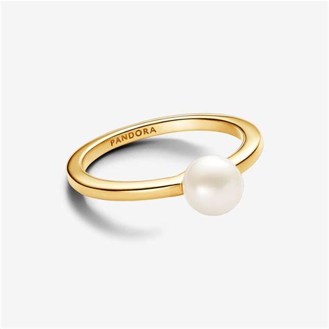 Treated Freshwater Cultured Pearl Ring Gold Plated Pandora Nz