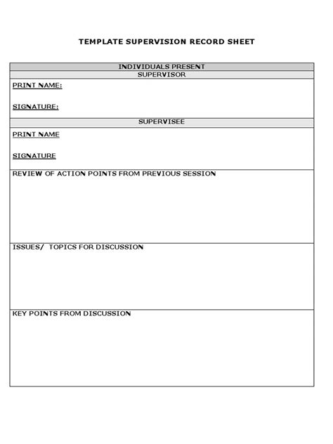 Template Supervision Record Sheet Pdf