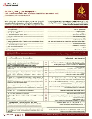 Fillable Online CRS Entity Company Tax Residency Self Certification