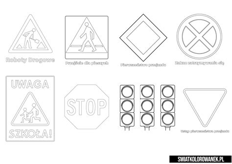 Pokoloruj Znaki Drogowe Nauka Poprzez Zabaw Wiatkolorowanek Pl