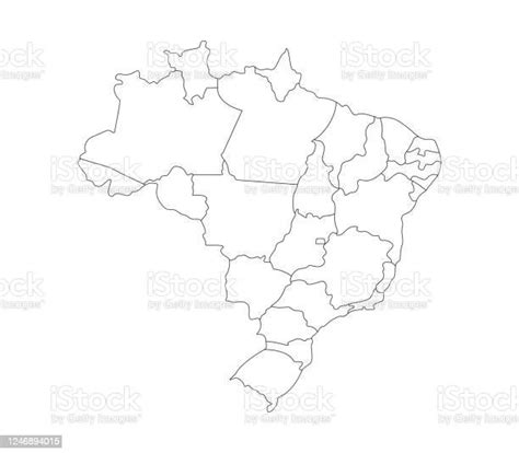 Ilustración De Simple Brasil Mapa Político Esquema Vector Y Más