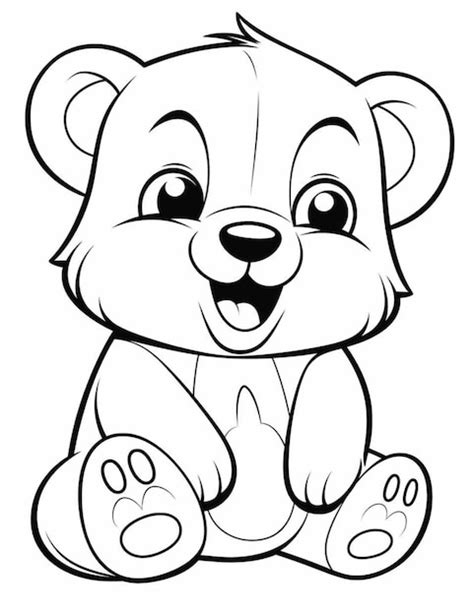 Un Dibujo En Blanco Y Negro De Un Peque O Oso De Peluche Sentado En El