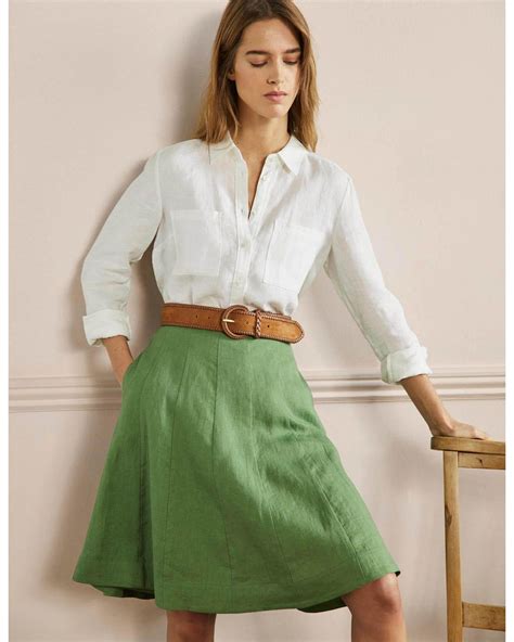 Boden Panelled Linen Mini Skirt English Ivy In Green Lyst Uk