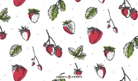 Descarga Vector De Diseño De Patrón De Fresas Dibujadas A Mano