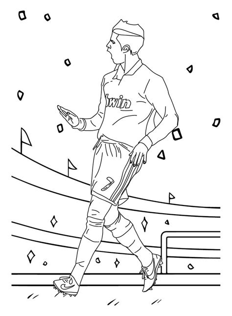 A Soccer Player Is Running With The Ball In His Hand Coloring Pages