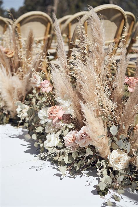 Pampas Grass Wedding Decor Dried Flower Wedding Aisle Marker Boho