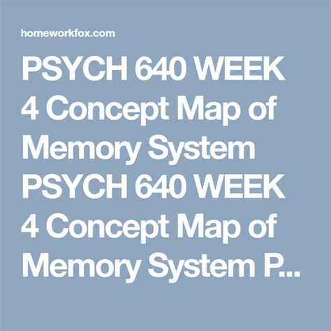 PSYCH 640 WEEK 4 Concept Map Of Memory System Concept Map Concept