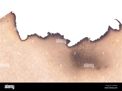 Old Paper With Burned Edges Isolated On White Background Stock Photo