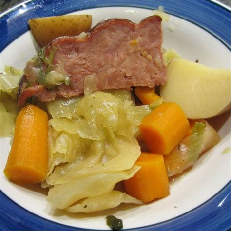 Slow Cooker Ham Potatoes Cabbage And Carrots