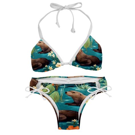 Platypus Swimsuit Women Bikini Set With Detachable Sponge And Adjustable Strap Two Pack Beach