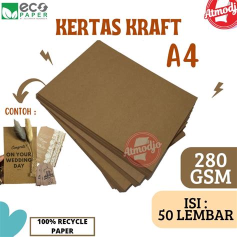 Jual Kertas Karton Samson Kraft Liner 280gr A4 Isi 50 Lembar Shopee