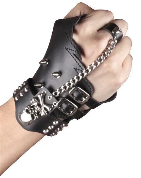 New Fashion Men Cool Rivets Chain Punk Gothic Street Fingerless Glove