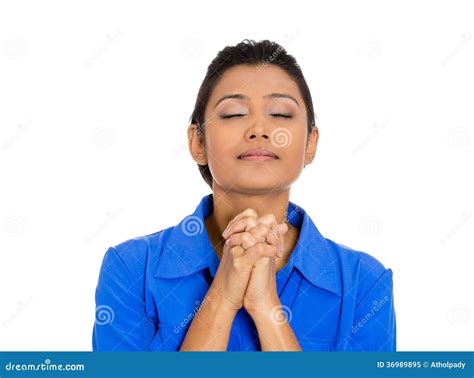 Woman Eyes Closed Praying Hoping for the Best Stock Image - Image of employee, lady: 36989895