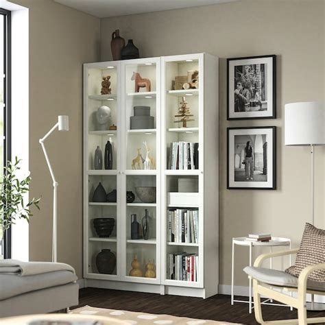 Billy Oxberg Bookcase With Glass Doors White 120x30x202 Cm Ikea