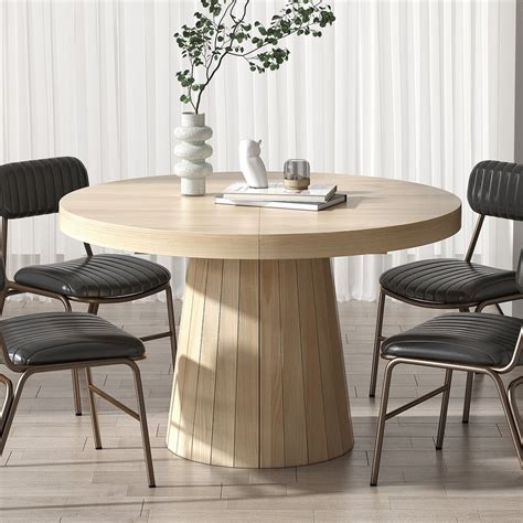 Extendable Japandi 6 Seater Dining Table Whitewash Oval Round Homary