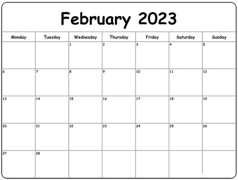 Printable Free February Calendar With Holidays Pdf