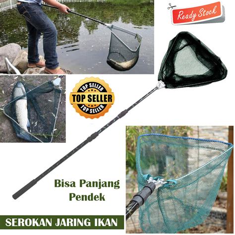 Jual Serokan Jaring Ikan Besar Lipat Seser Telescopic Fishing Net Pole