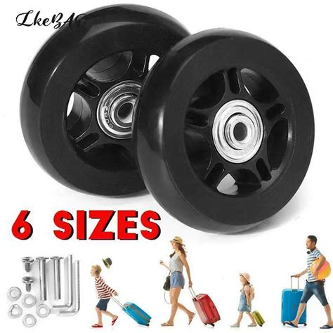 1set Black Luggage Wheel Suitcase Replacement Wheels With Screw Wear Tool Part For Travelling