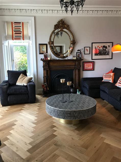 Prime Grade Brushed Fumed Oak Herringbone Parquet The Solid Wood