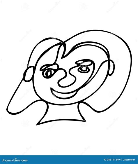 Simple Woman Face Vector Sketch Single One Line Art, Continuous Stock ...