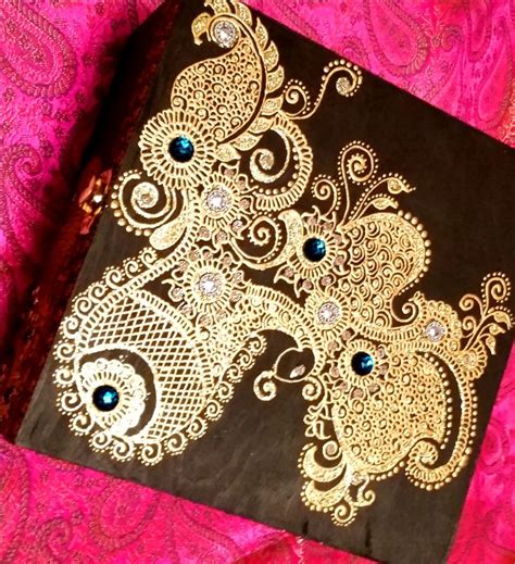 Henna Mendhi Inspired Black Peacock Keepsake Jewelry Box With Etsy