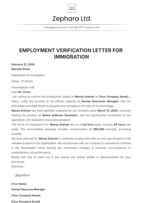 Job Verification Letter Sample Employment Verification Letter
