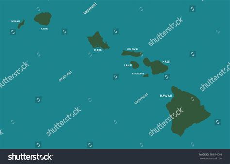 Map Green Hawaii Stock Vector Royalty Free 289164008 Shutterstock