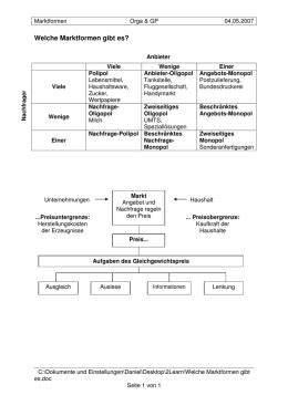 Arbeitsblatt Markt Und Marktformen