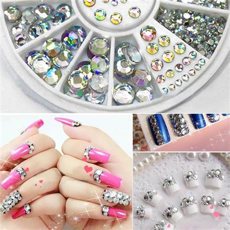 Nail Decoration Rhinestone Steering Wheel 5 Sizes White Multicolor