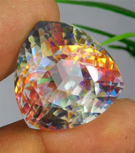 Trillion Cut Natural Rainbow Color Ct Mystic Quartz Certified