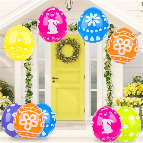 12 Pcs Inflatable Easter Eggs Decorations Easter Inflatables Outdoor Decor Colorful