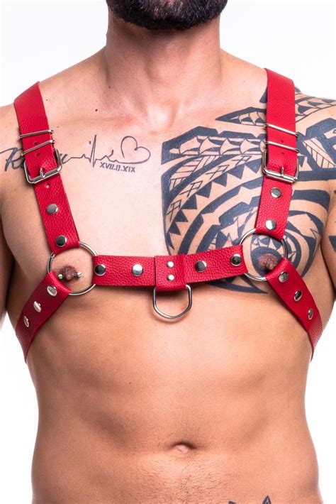 Harness Formato H Couro Sintetico Vermelho Sd Clothing Vestindo O