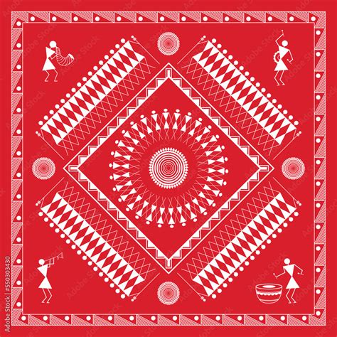Warli Art In Traditional Indian Style Warli Painting Vector
