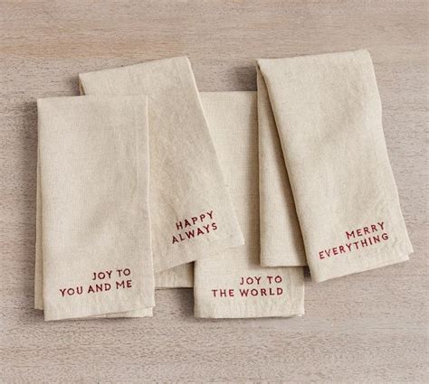 Joyful Sentiment Cotton Linen Napkins Set Of Pottery Barn