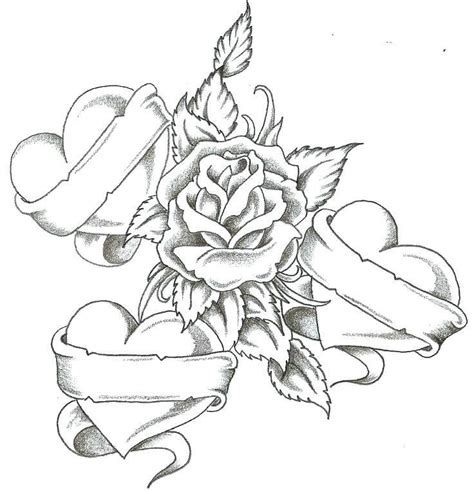 Tatuaje De Rosa Y Coraz N Para Colorear Imprimir E Dibujar