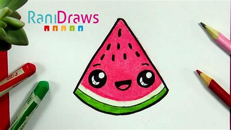 Como Dibujar Una Sandia Kawaii Easy Drawings Dibujos Faciles Sexiz Pix