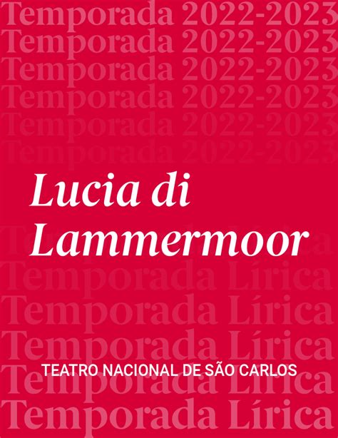 Realizado Bilhetes Lucia Di Lammermoor Teatro Nacional De S O Carlos