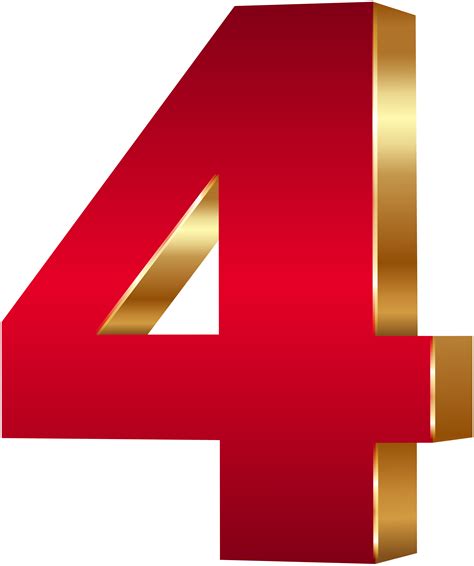 3d Number Four Red Gold Png Clip Art Image Gallery 46 Off