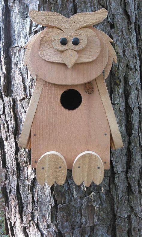 Handcrafted Figural Owl Birdhouse In Cedar Or By Rossartsncrafts 30