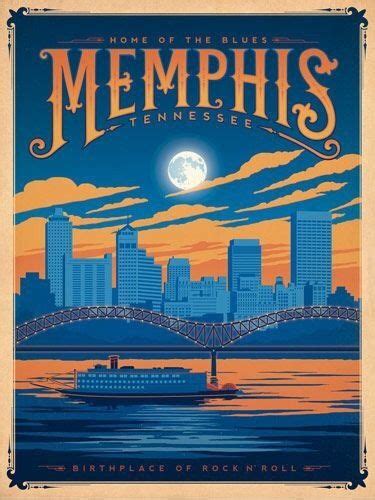 Vintage Travel Art Memphis Skyline Vintage Posters Memphis Tennessee