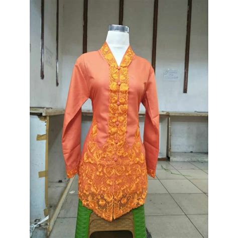 Jual Kebaya Encim Modern Bordir Senada Lengan Panjang Katun Betawi