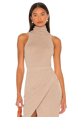 Enza Costa Silk Cashmere Rib Sleeveless Turtleneck In Camel Revolve